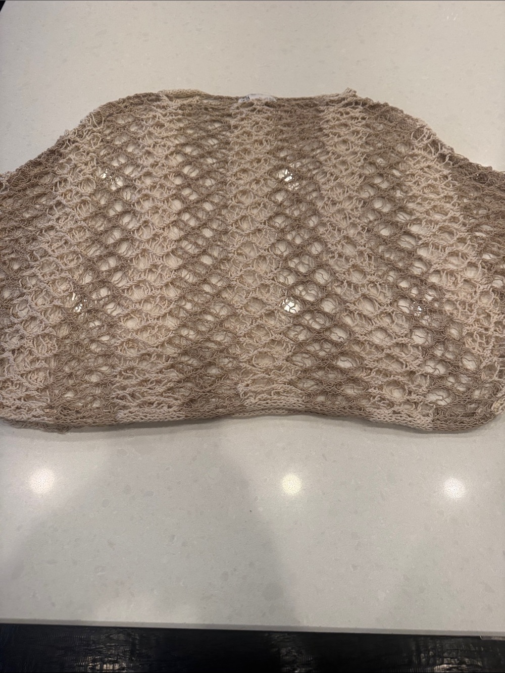 Zara  open knit mesh top. Beige Openwork Knit Shrug
